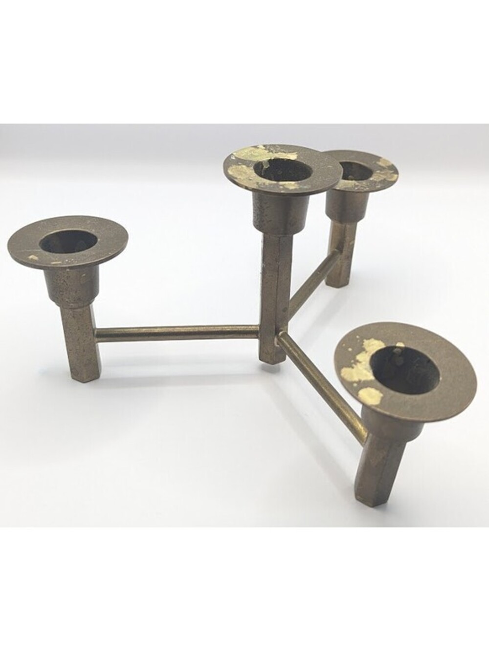 Vintage Brass Tripod Candelabra Mid Century Modern Candle Holder Made in India